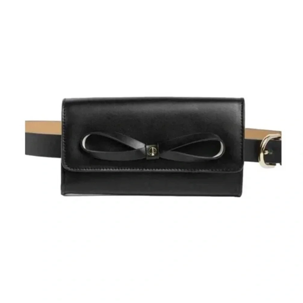Kate Spade New York Black Adjustable Belt Bag Bow Detail NWT - Picture 1 of 11